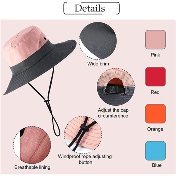 4 Pieces Wide Brim Sun Hat UV Protection Sun Hat Outdoor Foldable Mesh Hat main image 4